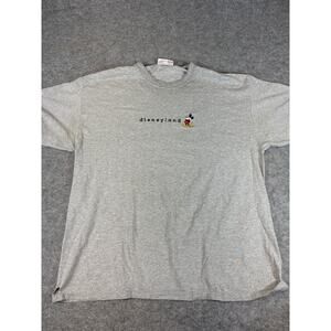 Vintage Y2K Disneyland Mickey Mouse Embroidered Logo T Shirt Mens XL Gray Casual